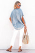 Solid Casual Oversized Split V Neck Denim Blouse