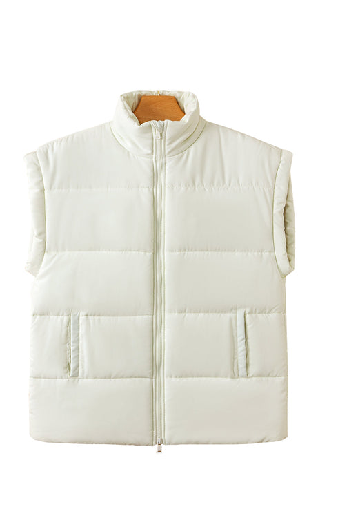 Solid Casual Oversized Stand Neck Puffer Vest