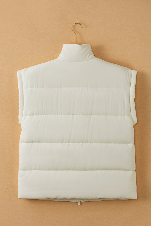 Solid Casual Oversized Stand Neck Puffer Vest