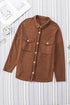 Solid Casual Relaxed Fit Flap Pocket Shirt Jacket