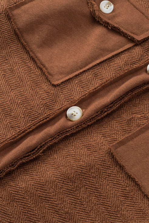 Solid Casual Relaxed Fit Flap Pocket Shirt Jacket