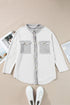 Solid Casual Relaxed Fit Flap Pocket Shirt Jacket