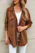 Solid Casual Relaxed Fit Flap Pocket Shirt Jacket