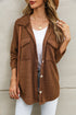 Solid Casual Relaxed Fit Flap Pocket Shirt Jacket