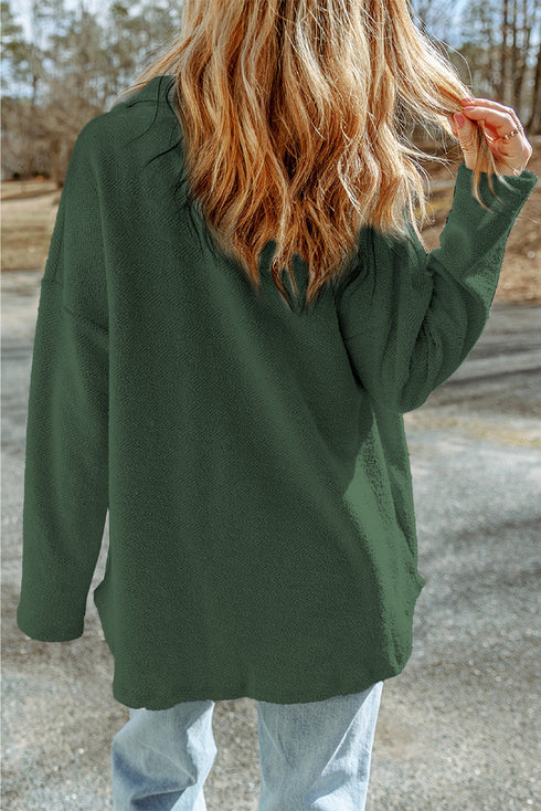 Solid Casual Relaxed Fit Flap Pocket Shirt Jacket