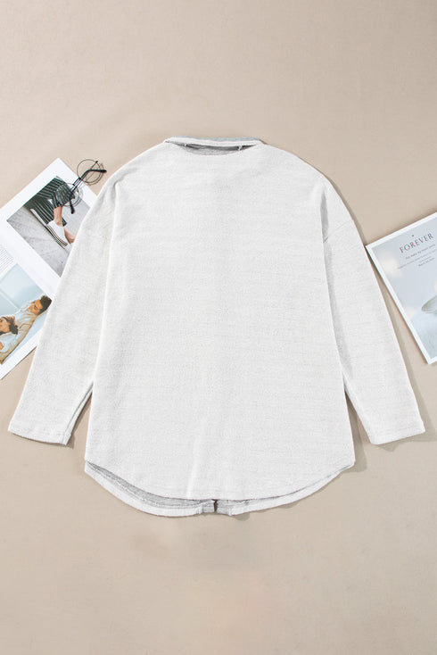 Solid Casual Relaxed Fit Flap Pocket Shirt Jacket