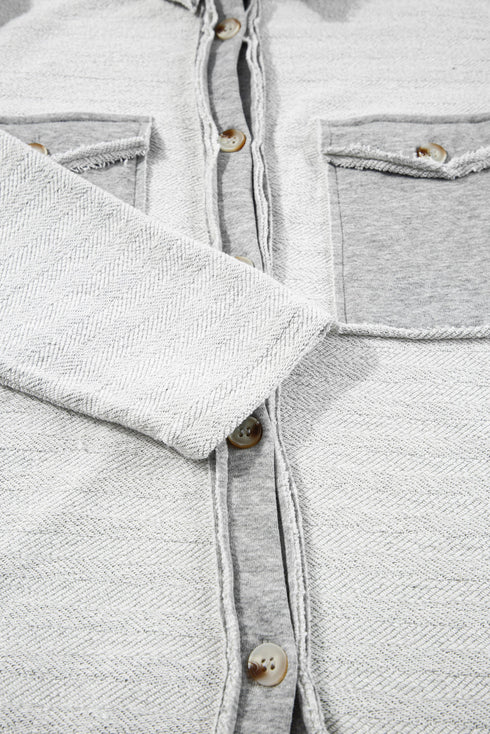 Solid Casual Relaxed Fit Flap Pocket Shirt Jacket