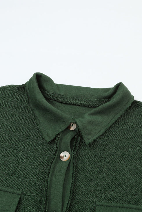 Solid Casual Relaxed Fit Flap Pocket Shirt Jacket