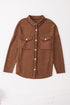 Solid Casual Relaxed Fit Flap Pocket Shirt Jacket
