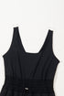 Solid Casual Sleeveless Loop Drawstring Cinched Waist Romper