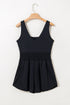 Solid Casual Sleeveless Loop Drawstring Cinched Waist Romper