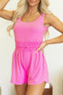 Solid Casual Sleeveless Loop Drawstring Cinched Waist Romper