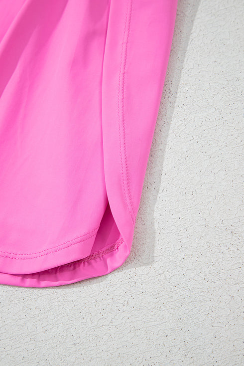 Solid Casual Sleeveless Loop Drawstring Cinched Waist Romper