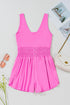 Solid Casual Sleeveless Loop Drawstring Cinched Waist Romper