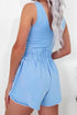 Solid Casual Sleeveless Loop Drawstring Cinched Waist Romper