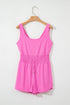 Solid Casual Sleeveless Loop Drawstring Cinched Waist Romper
