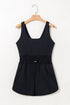 Solid Casual Sleeveless Loop Drawstring Cinched Waist Romper
