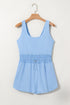 Solid Casual Sleeveless Loop Drawstring Cinched Waist Romper