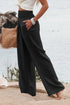 Solid Casual Smocked High Waist Wide Leg Bottoms