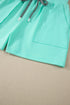 Solid Casual V Neck Short Sleeve Drawstring Short Set