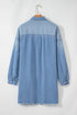 Solid Casual Washed Denim H Line Shirt Mini Dress