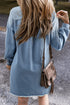 Solid Casual Washed Denim H Line Shirt Mini Dress