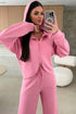 Solid Casual Zip Up Hoodie Wide Leg Pant Sets