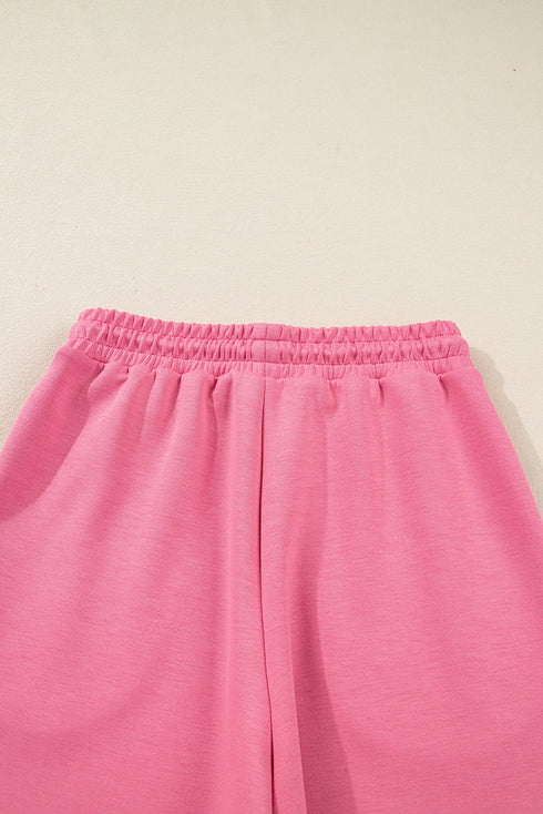 Solid Casual Zip Up Hoodie Wide Leg Pant Sets