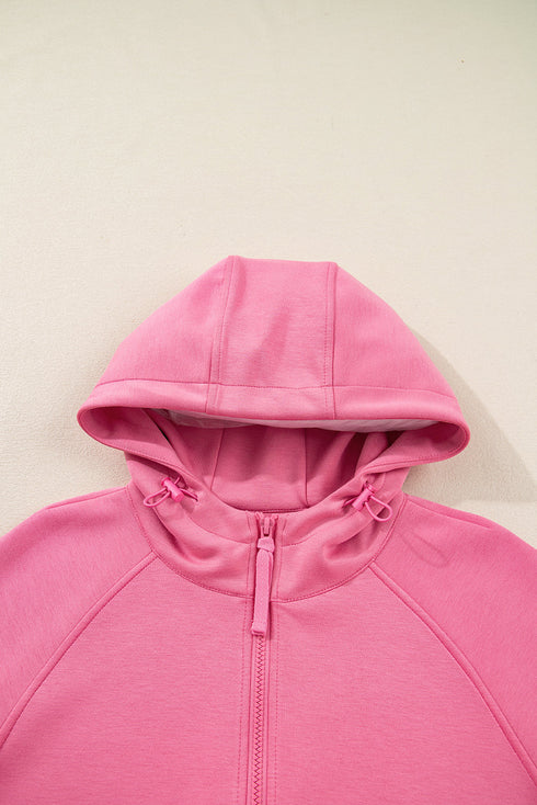 Solid Casual Zip Up Hoodie Wide Leg Pant Sets