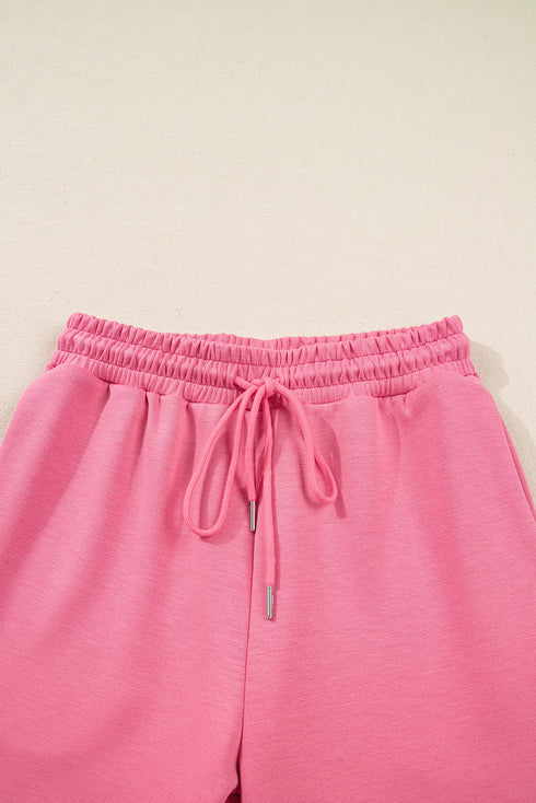 Solid Casual Zip Up Hoodie Wide Leg Pant Sets
