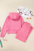 Solid Casual Zip Up Hoodie Wide Leg Pant Sets
