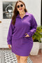 Solid Collared Half Zip Pullover Skirt Loungewear