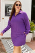 Solid Collared Half Zip Pullover Skirt Loungewear