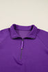 Solid Collared Half Zip Pullover Skirt Loungewear
