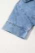 Solid Collared Short Sleeve Patched Pocket Denim Mini Dress