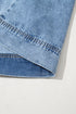 Solid Collared Short Sleeve Patched Pocket Denim Mini Dress