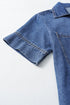 Solid Collared Short Sleeve Patched Pocket Denim Mini Dress