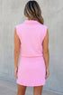 Solid Color Active Zipper Tank And Skort Short Set