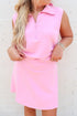 Solid Color Active Zipper Tank And Skort Short Set