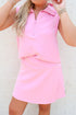 Solid Color Active Zipper Tank And Skort Short Set
