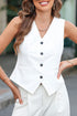 Solid Color Button Up V Neck Suit Vest