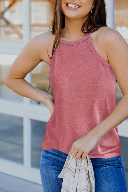 Solid Color Crew Neck Tank Top