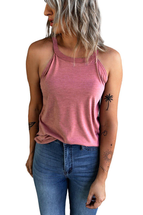 Solid Color Crew Neck Tank Top