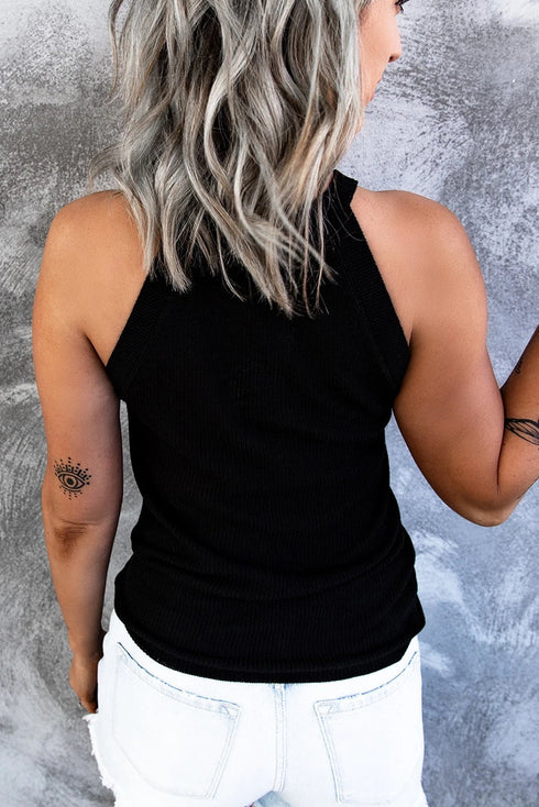 Solid Color Crew Neck Tank Top