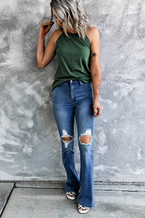 Solid Color Crew Neck Tank Top