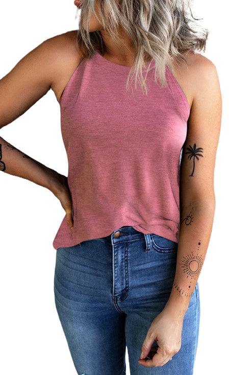 Solid Color Crew Neck Tank Top