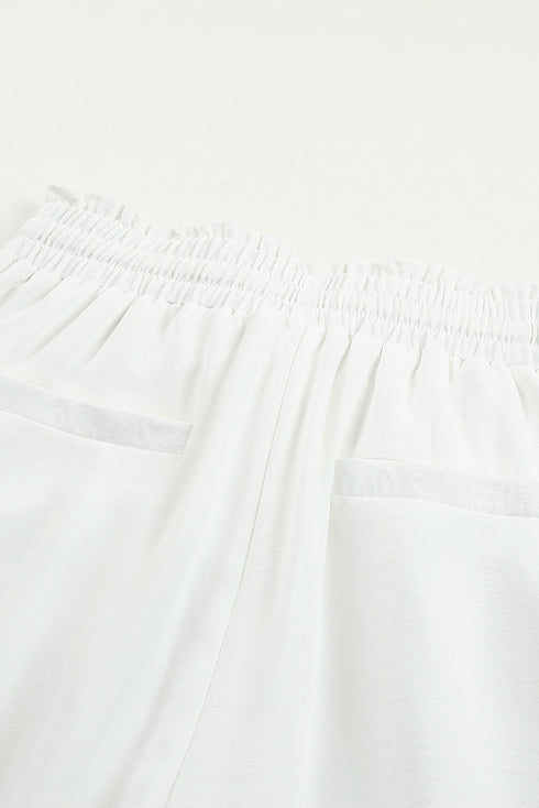 Solid Color Drawstring Smocked Waist Joggers