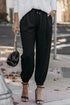 Solid Color Drawstring Smocked Waist Joggers