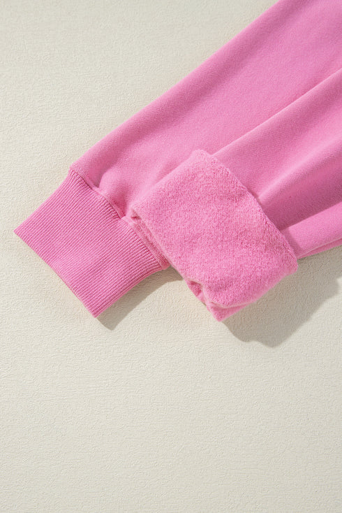 Solid Color Fleece Lined Drawstring Hoodie with Pocket