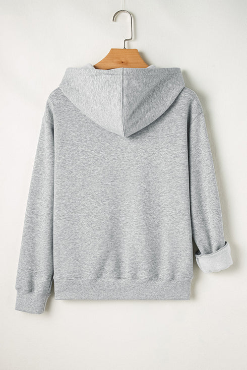 Solid Color Fleece Lined Drawstring Hoodie with Pocket
